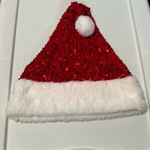 Target Store NWOT  Adult Sequined Christmas Santa Hat one Size - Red /white…#502
